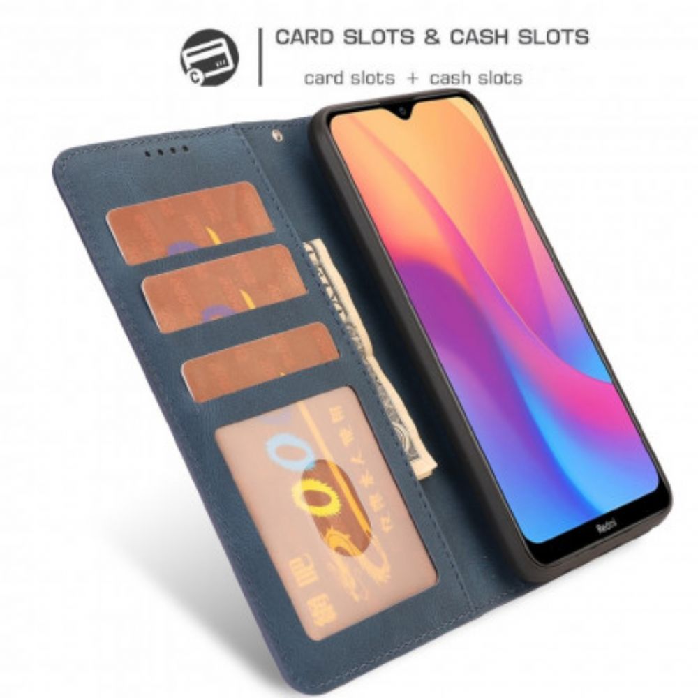 Flip Case Für Xiaomi Redmi 9A Matte Oberfläche Ledereffekt