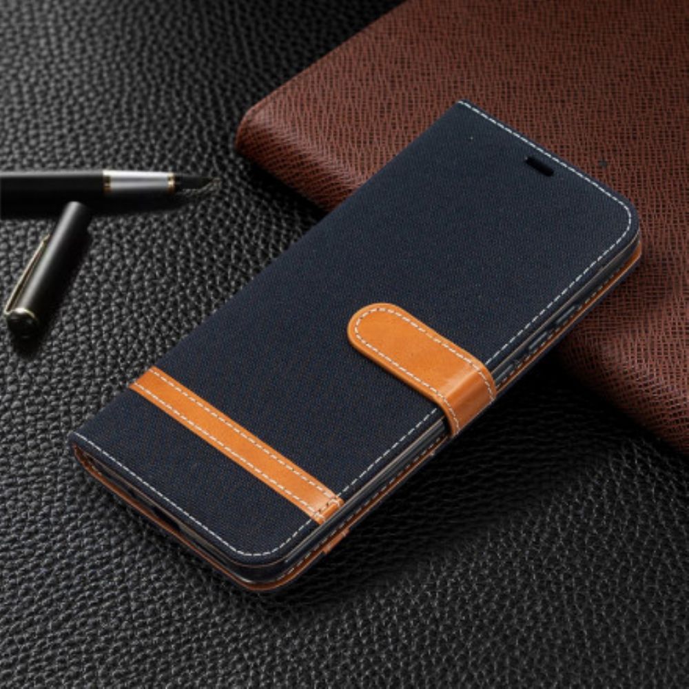 Flip Case Für Xiaomi Redmi 9A Mit Kordel Armband In Stoff- Und Lederoptik