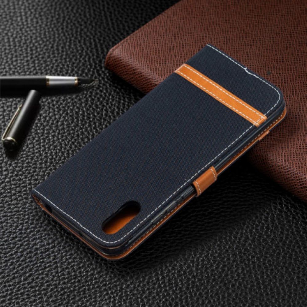 Flip Case Für Xiaomi Redmi 9A Mit Kordel Armband In Stoff- Und Lederoptik