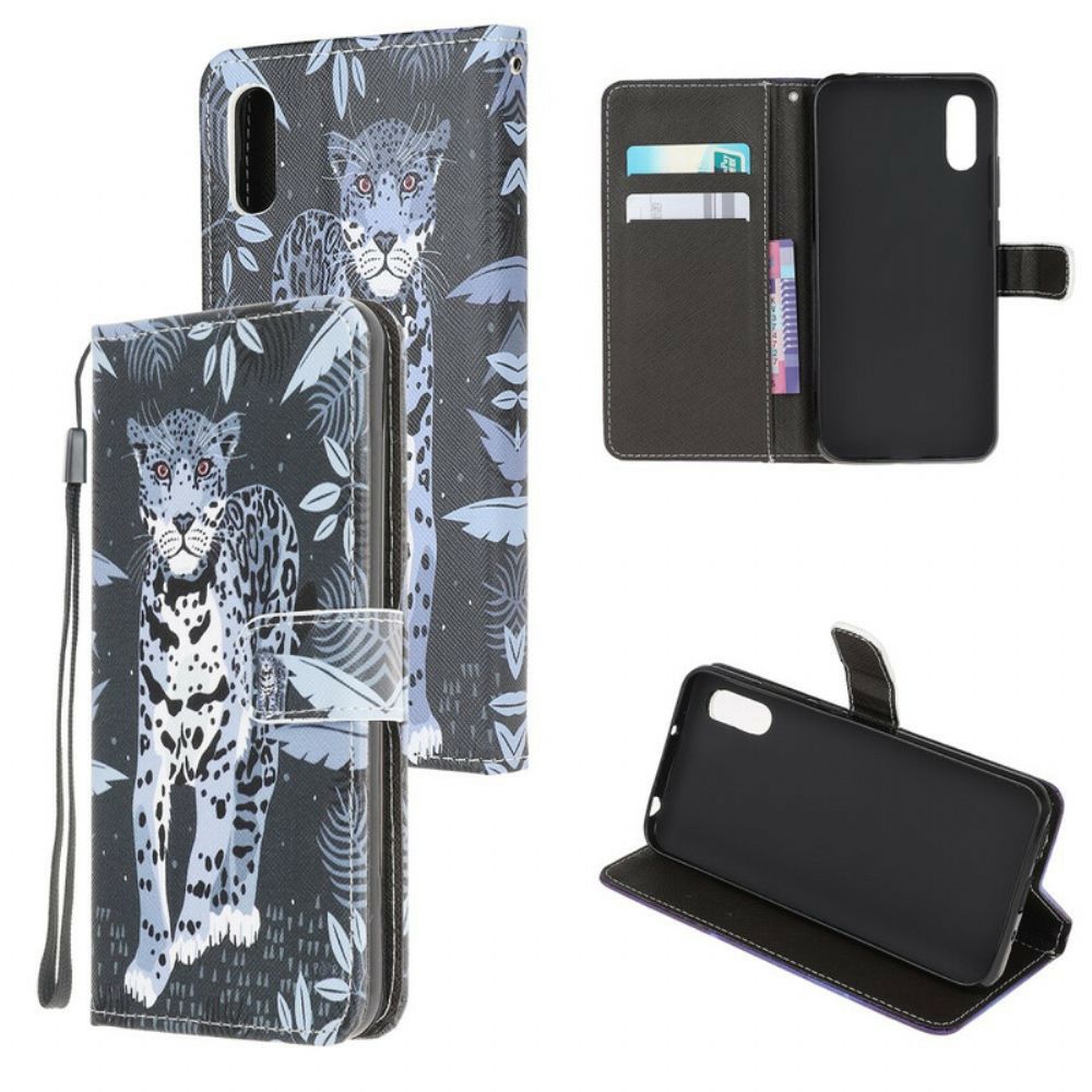 Flip Case Für Xiaomi Redmi 9A Mit Kordel Tanga Leopard