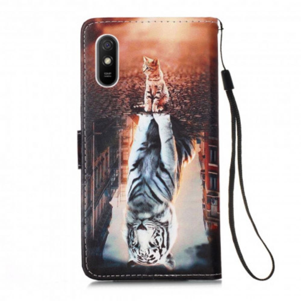 Flip Case Für Xiaomi Redmi 9A Mit Kordel Träumereien Von Ernest The Thong Cat