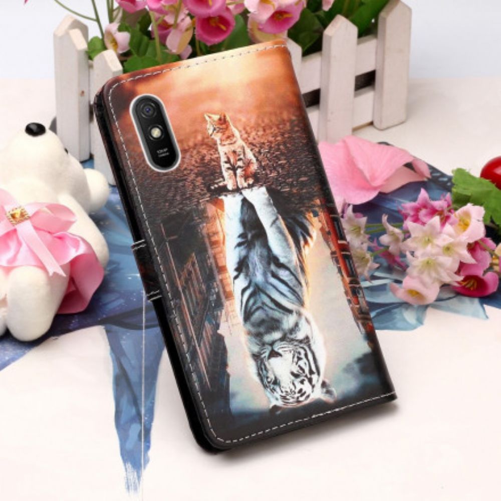 Flip Case Für Xiaomi Redmi 9A Mit Kordel Träumereien Von Ernest The Thong Cat