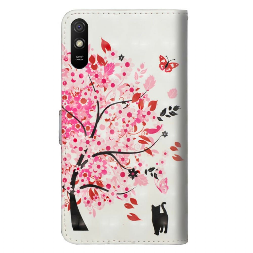 Flip Case Für Xiaomi Redmi 9A Rosa Baum