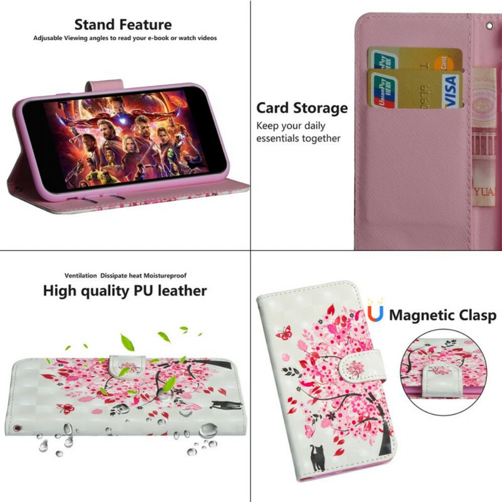 Flip Case Für Xiaomi Redmi 9A Rosa Baum