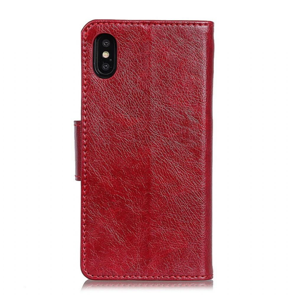 Flip Case Für Xiaomi Redmi 9A Spaltnappaleder