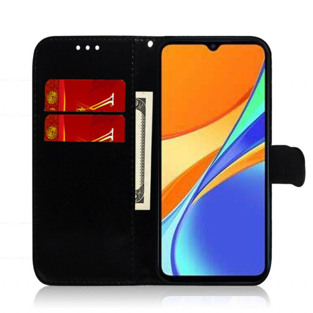 Flip Case Für Xiaomi Redmi 9A Spiegelabdeckung Aus Kunstleder