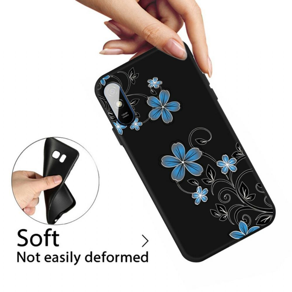 Handyhülle Für Xiaomi Redmi 9A Blaue Blumen