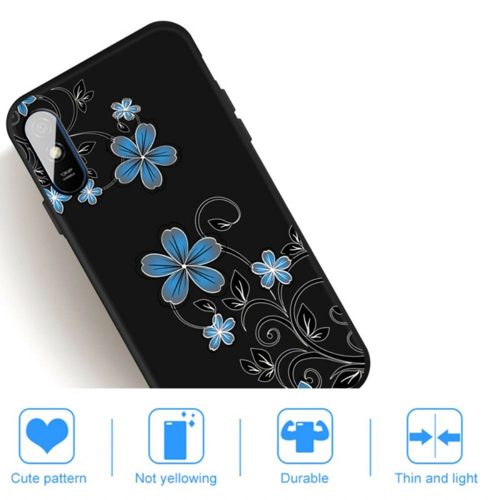 Handyhülle Für Xiaomi Redmi 9A Blaue Blumen