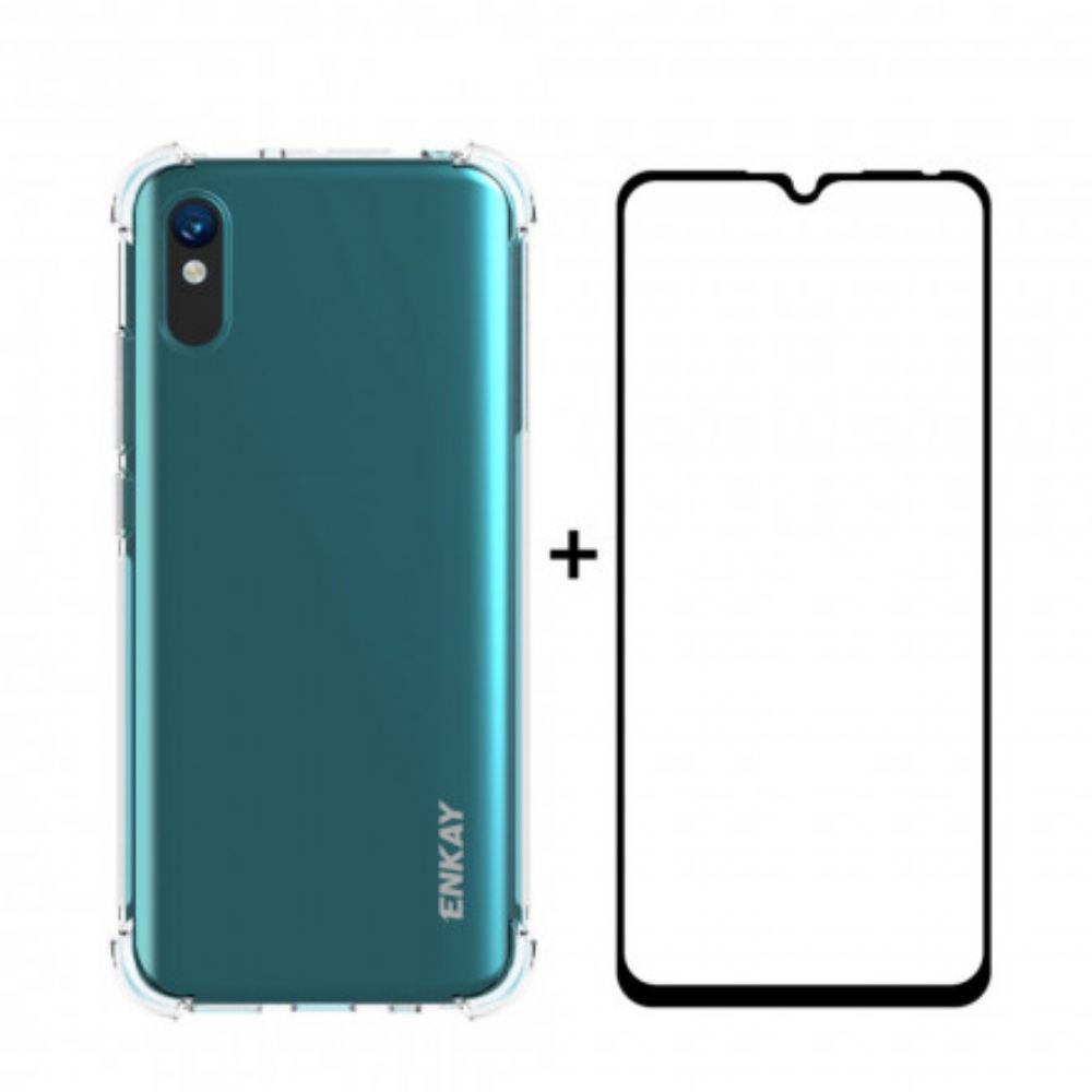 Handyhülle Für Xiaomi Redmi 9A Kombi- Und Gehärteter Glasschirm Enkay