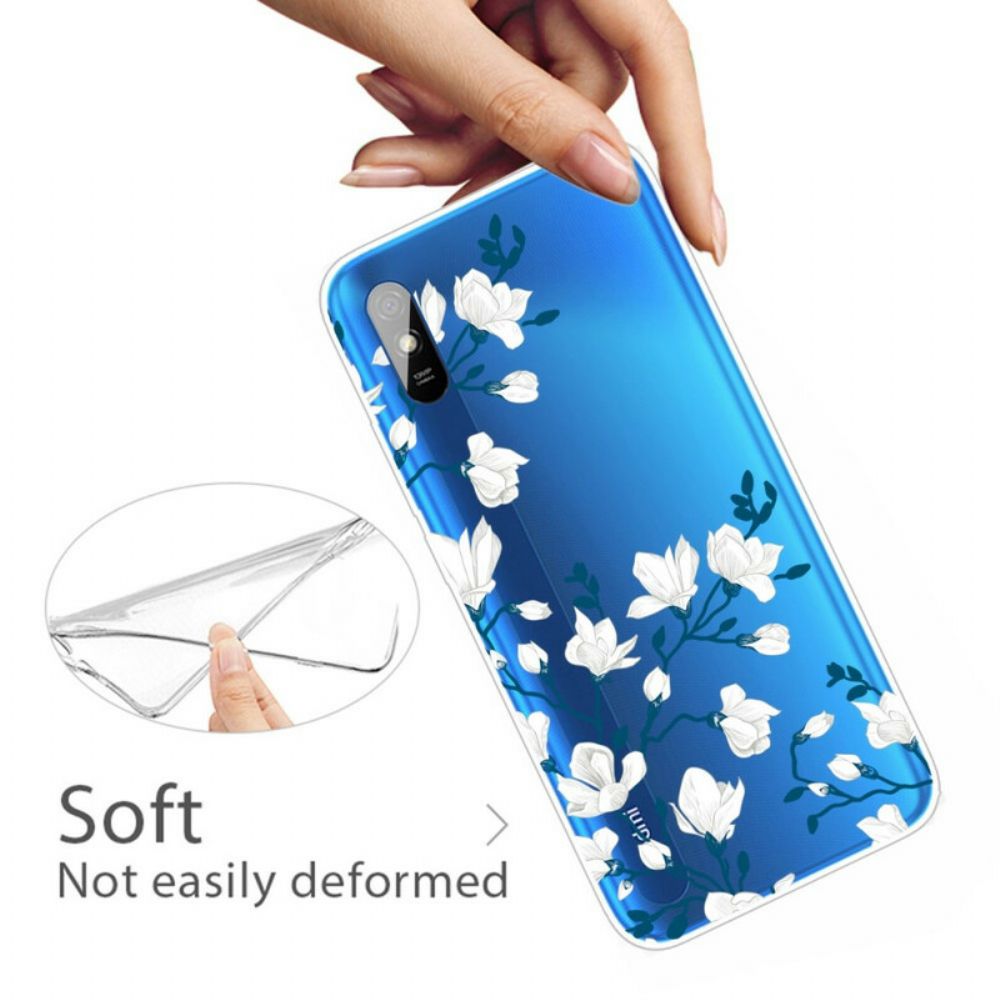 Handyhülle Für Xiaomi Redmi 9A Weiße Blumen