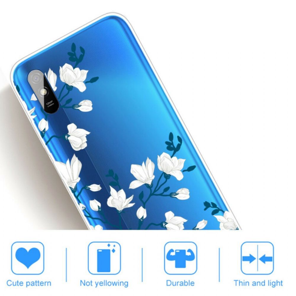 Handyhülle Für Xiaomi Redmi 9A Weiße Blumen