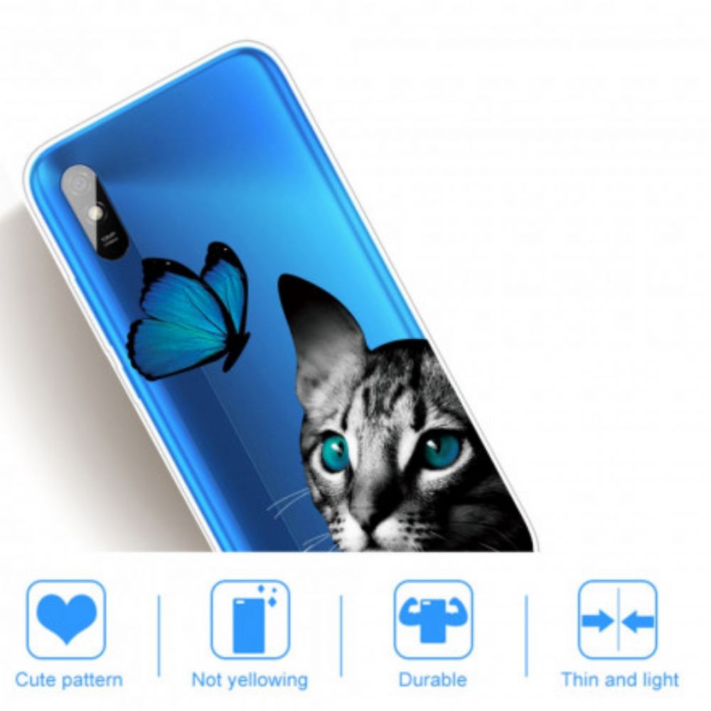 Hülle Für Xiaomi Redmi 9A Katze Und Schmetterling