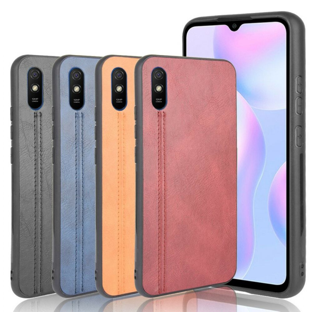 Hülle Für Xiaomi Redmi 9A Nähte Lederoptik