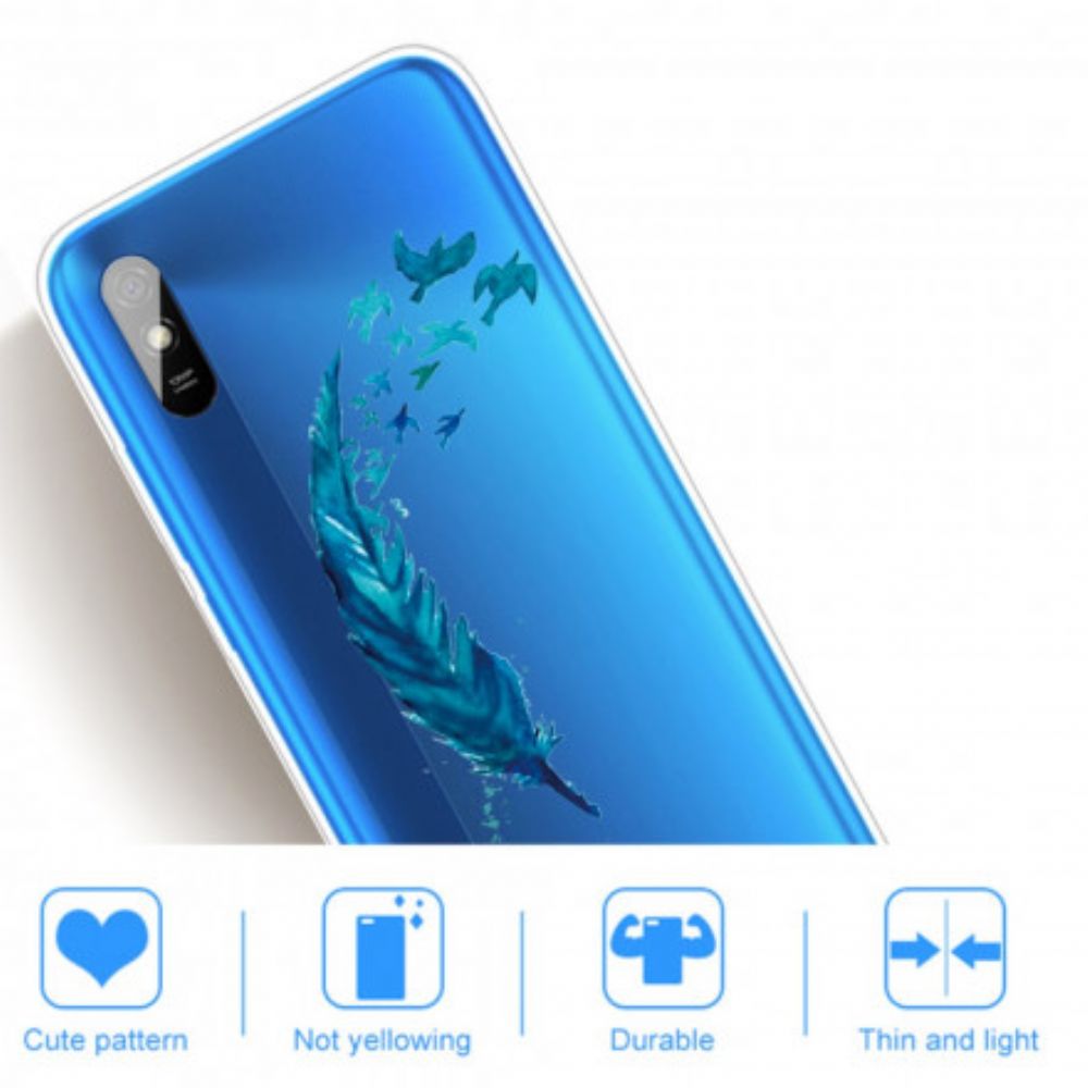 Hülle Für Xiaomi Redmi 9A Schöne Blaue Feder