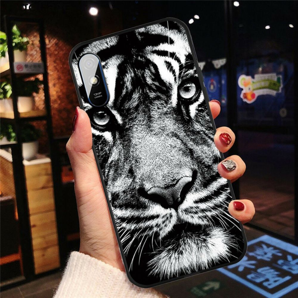 Hülle Für Xiaomi Redmi 9A Schwarzer Und Weißer Tiger