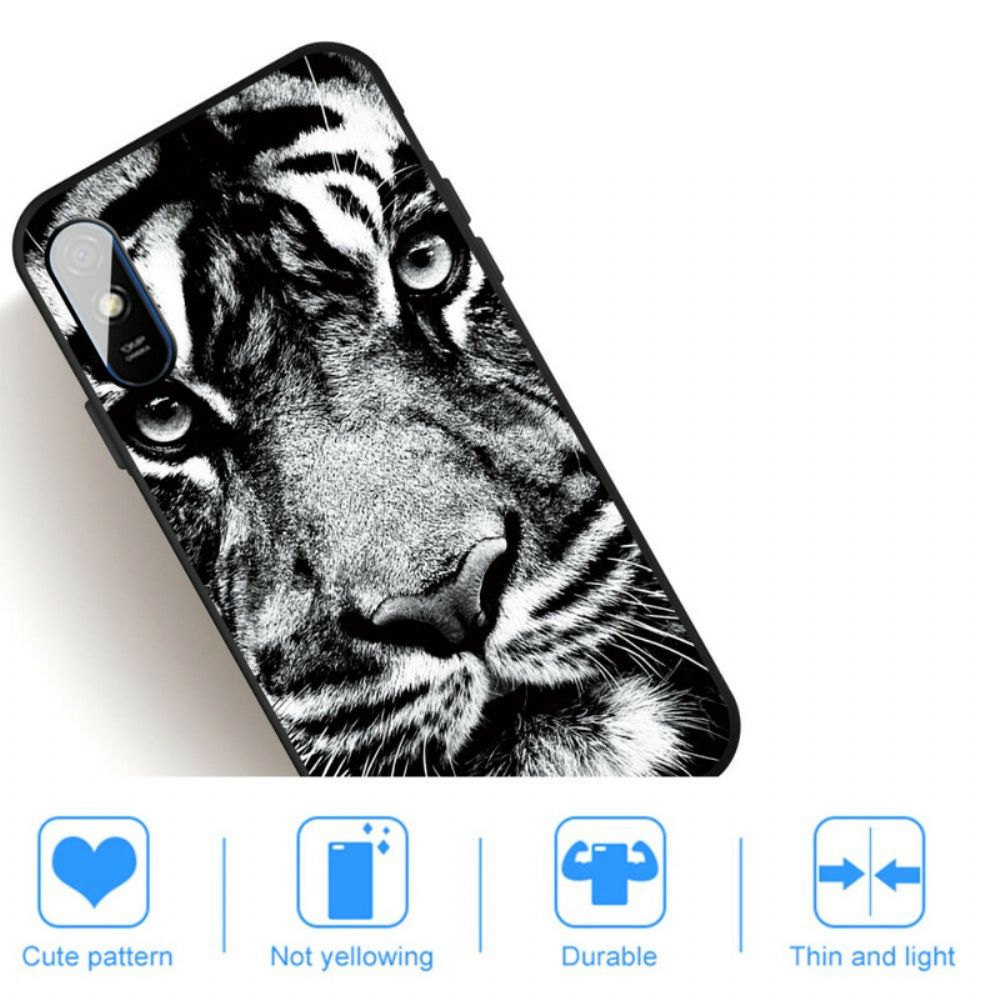 Hülle Für Xiaomi Redmi 9A Schwarzer Und Weißer Tiger