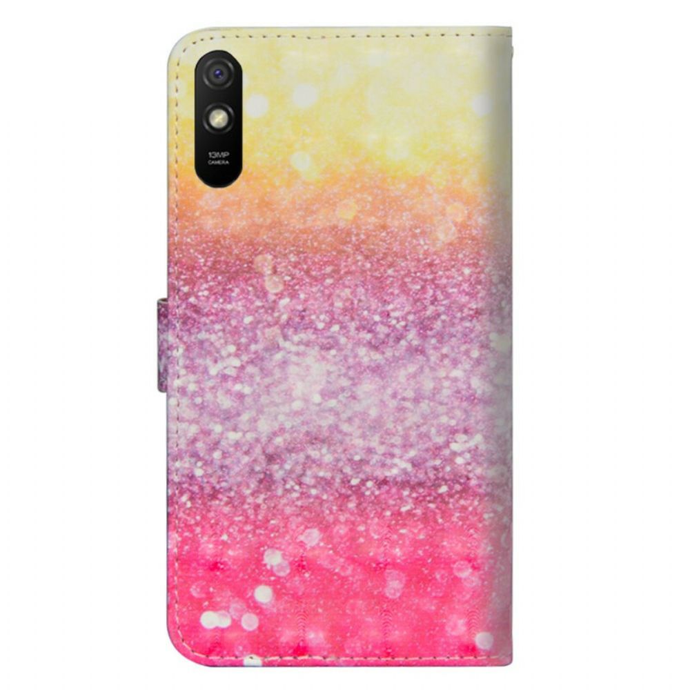 Lederhüllen Für Xiaomi Redmi 9A Magentafarbener Glitzerverlauf