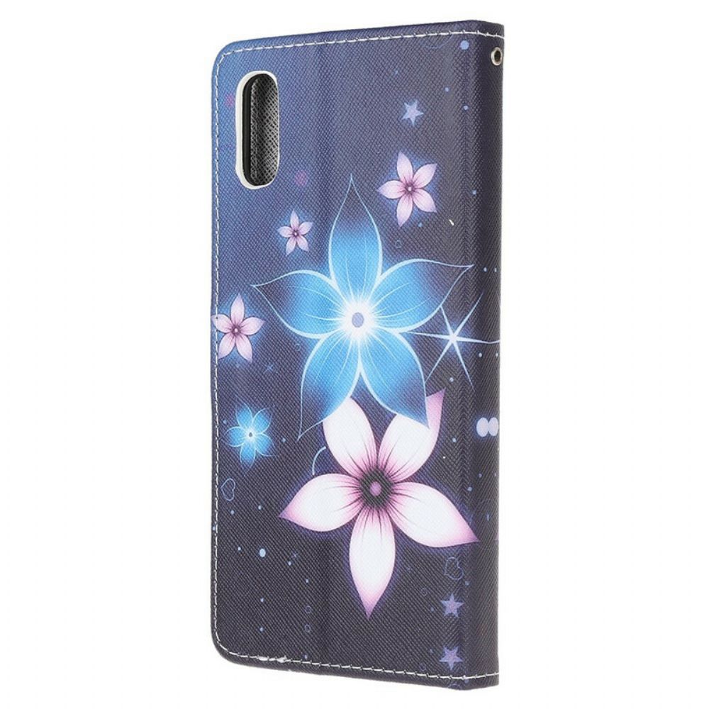 Lederhüllen Für Xiaomi Redmi 9A Mit Kordel Mondriemenblumen