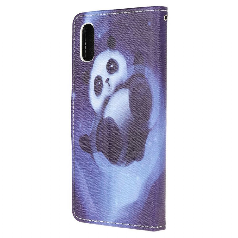 Lederhüllen Für Xiaomi Redmi 9A Mit Kordel Tanga Space Panda