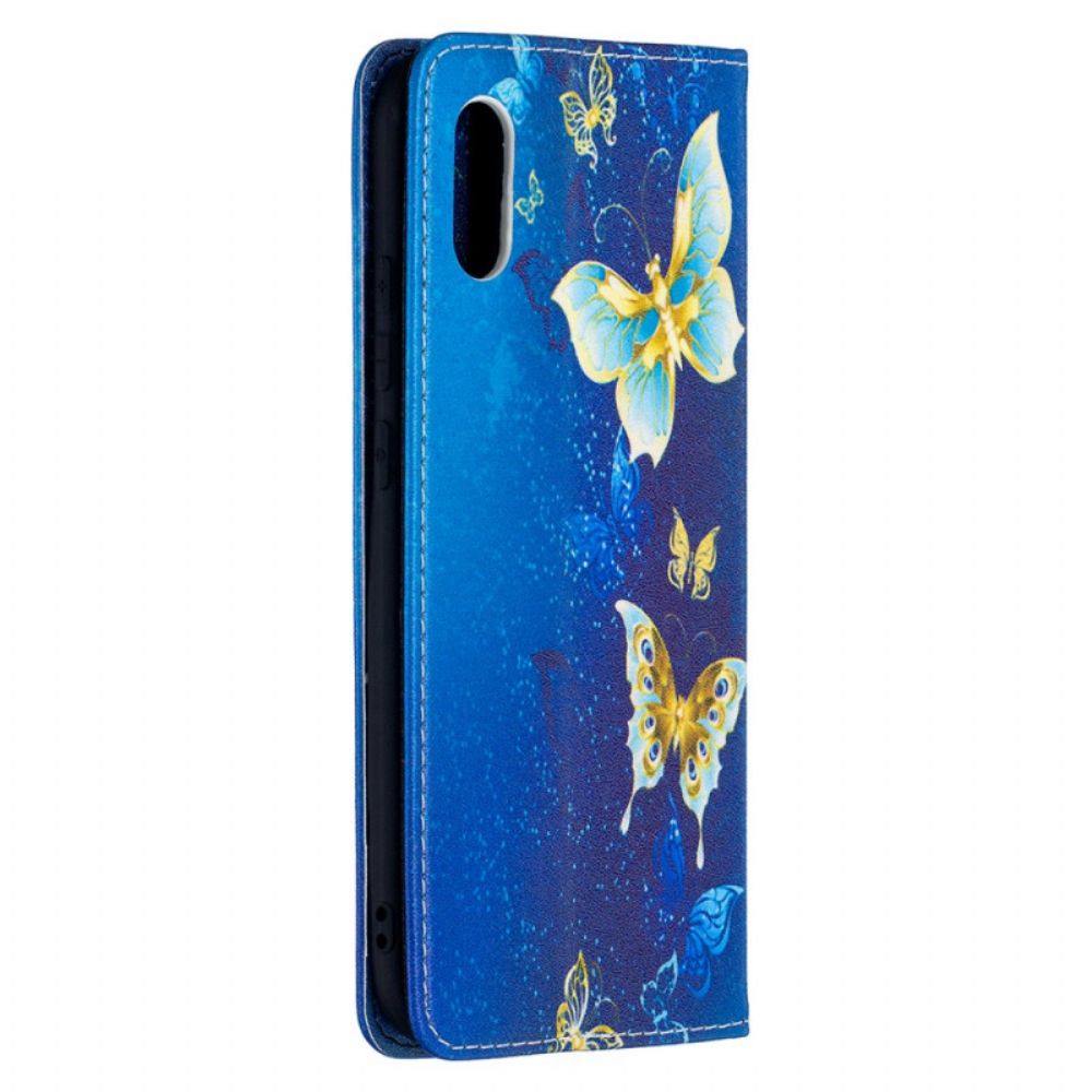 Schutzhülle Für Xiaomi Redmi 9A Flip Case Blaue Schmetterlinge