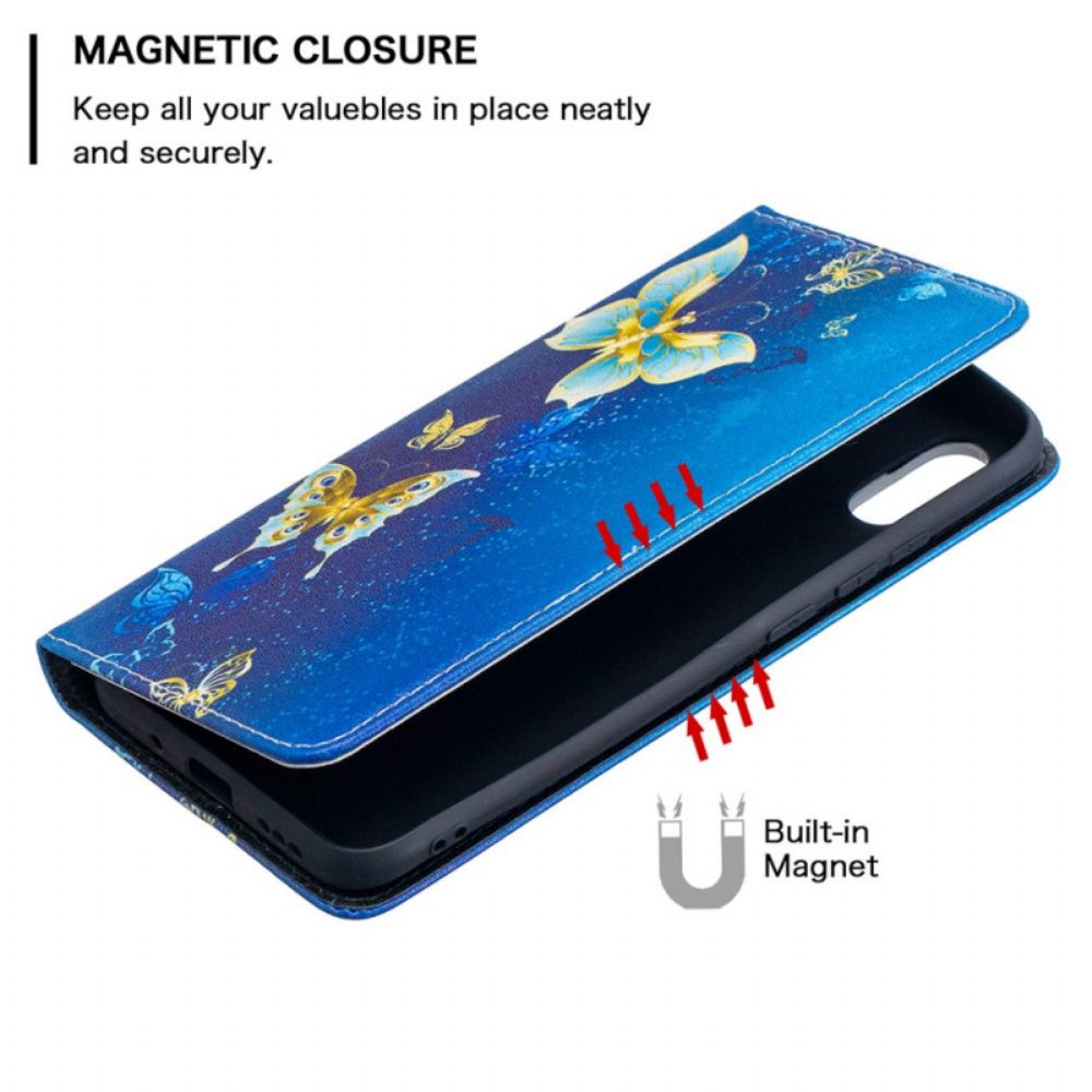 Schutzhülle Für Xiaomi Redmi 9A Flip Case Blaue Schmetterlinge