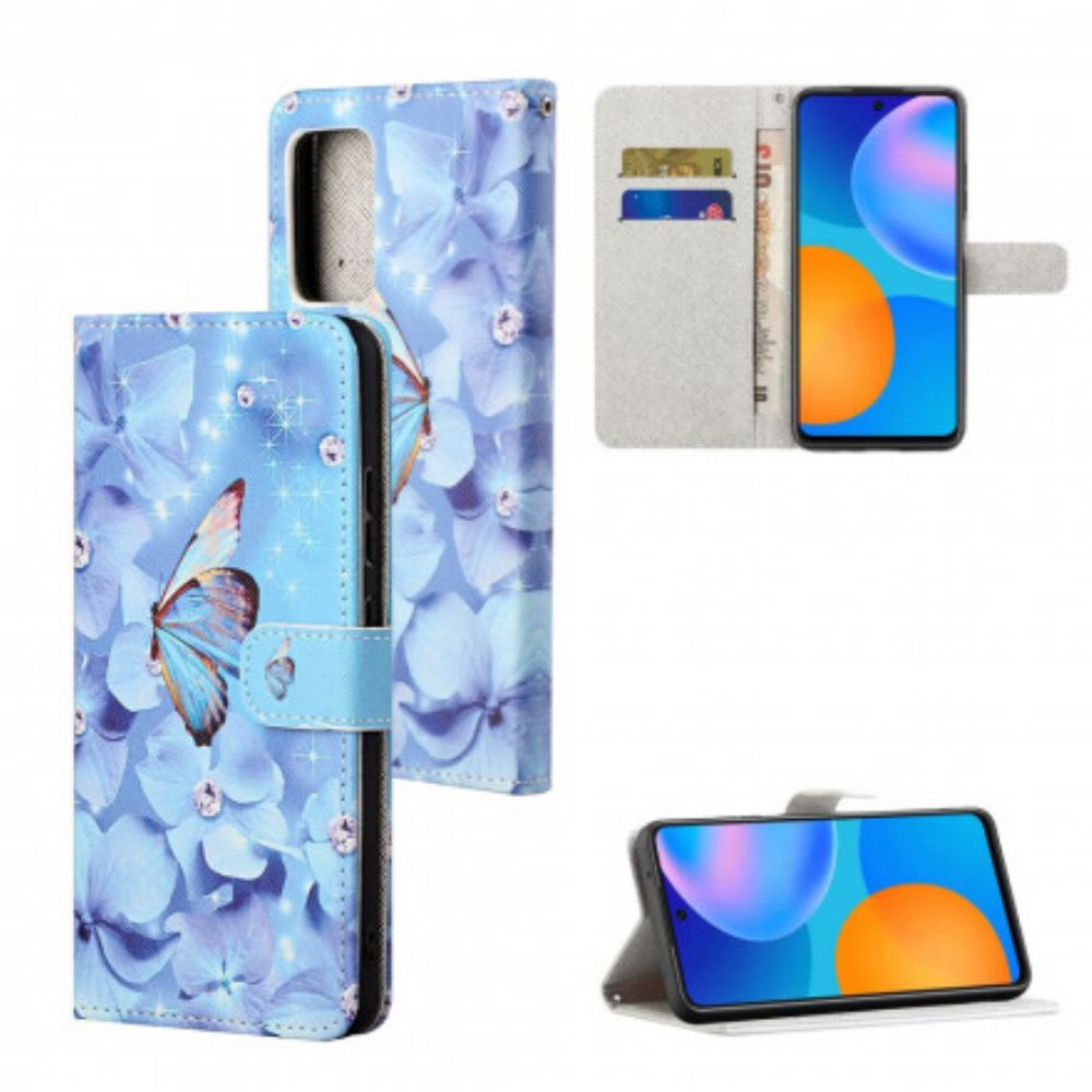 Flip Case Für Xiaomi Redmi Note 10 Pro Mit Kordel Diamantband Schmetterlinge