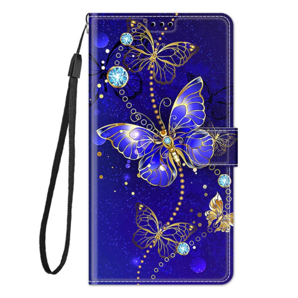 Flip Case Für Xiaomi Redmi Note 10 Pro Mit Kordel Tanga Schmetterlingsfächer