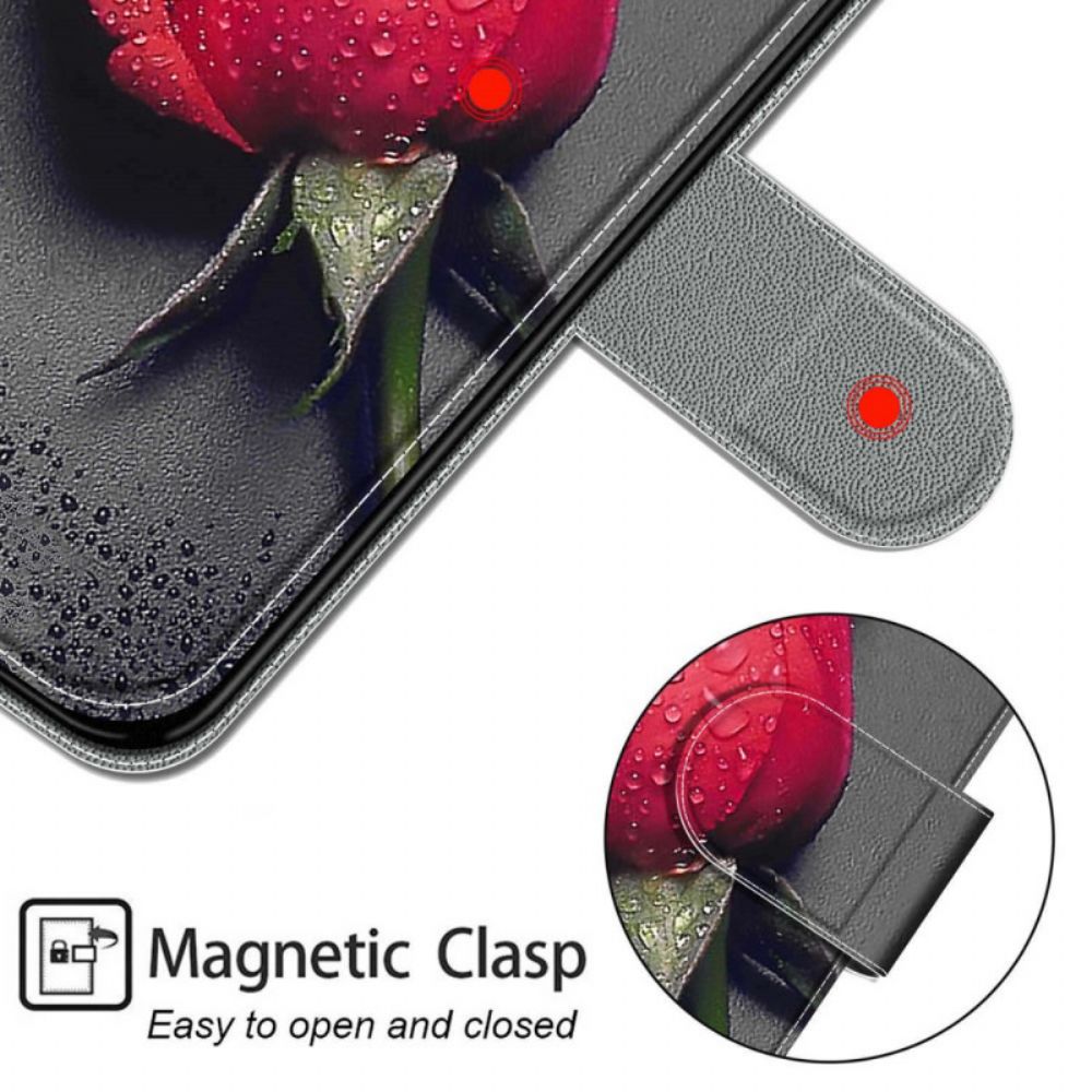 Flip Case Für Xiaomi Redmi Note 10 Pro Rosen Mit Riemen