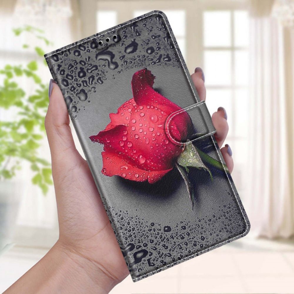 Flip Case Für Xiaomi Redmi Note 10 Pro Rosen Mit Riemen