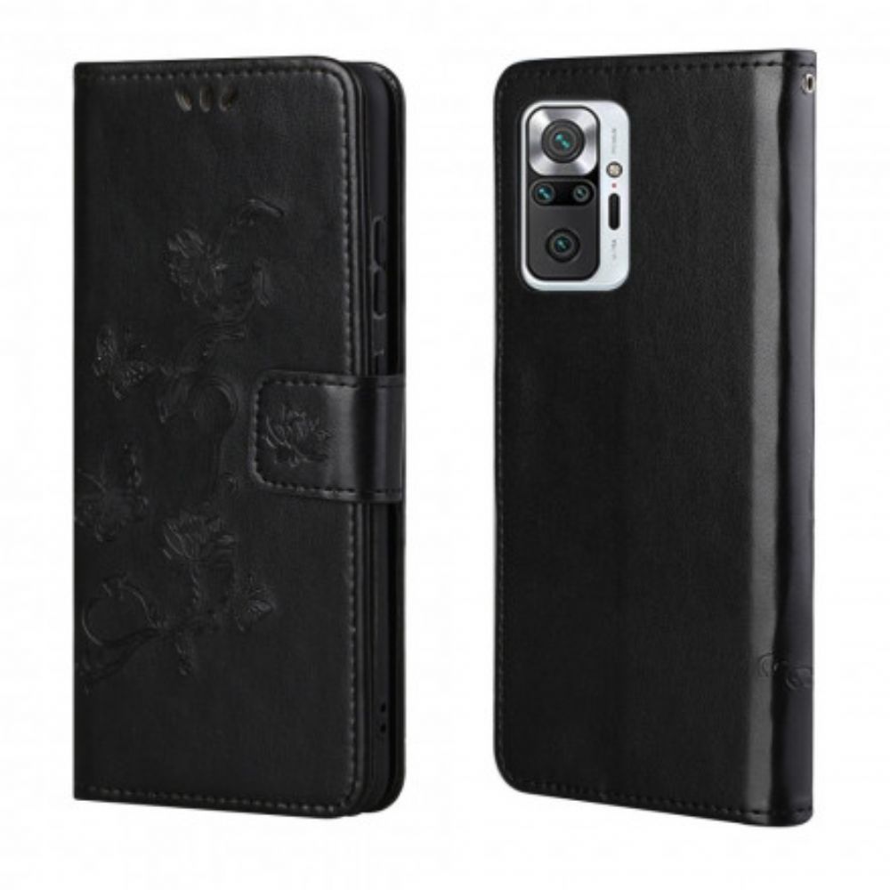 Flip Case Für Xiaomi Redmi Note 10 Pro Schmetterlinge Und Blumen