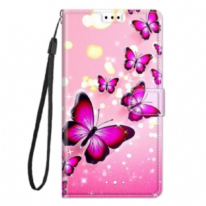 Flip Case Für Xiaomi Redmi Note 10 Pro Schmetterlinge Und Lanyard