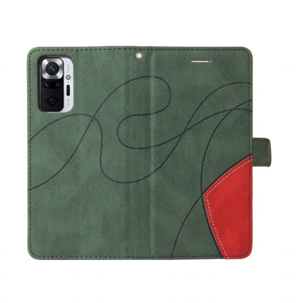 Flip Case Für Xiaomi Redmi Note 10 Pro Signatur Zweifarbiges Kunstleder