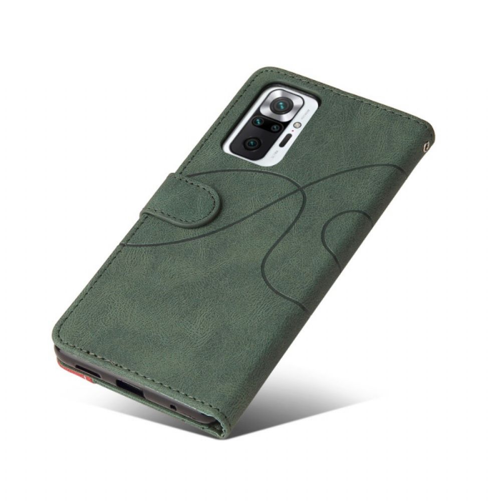 Flip Case Für Xiaomi Redmi Note 10 Pro Signatur Zweifarbiges Kunstleder