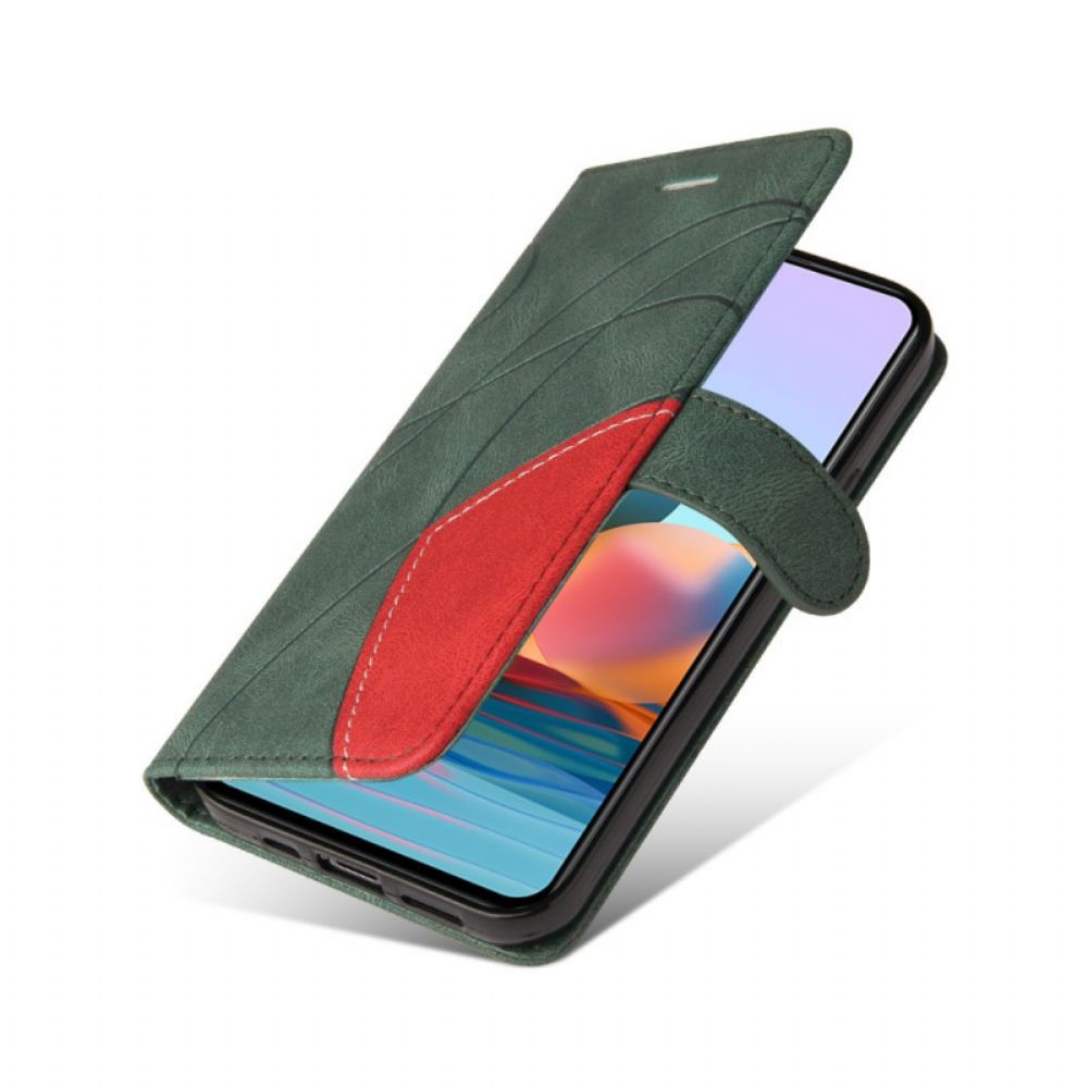 Flip Case Für Xiaomi Redmi Note 10 Pro Signatur Zweifarbiges Kunstleder