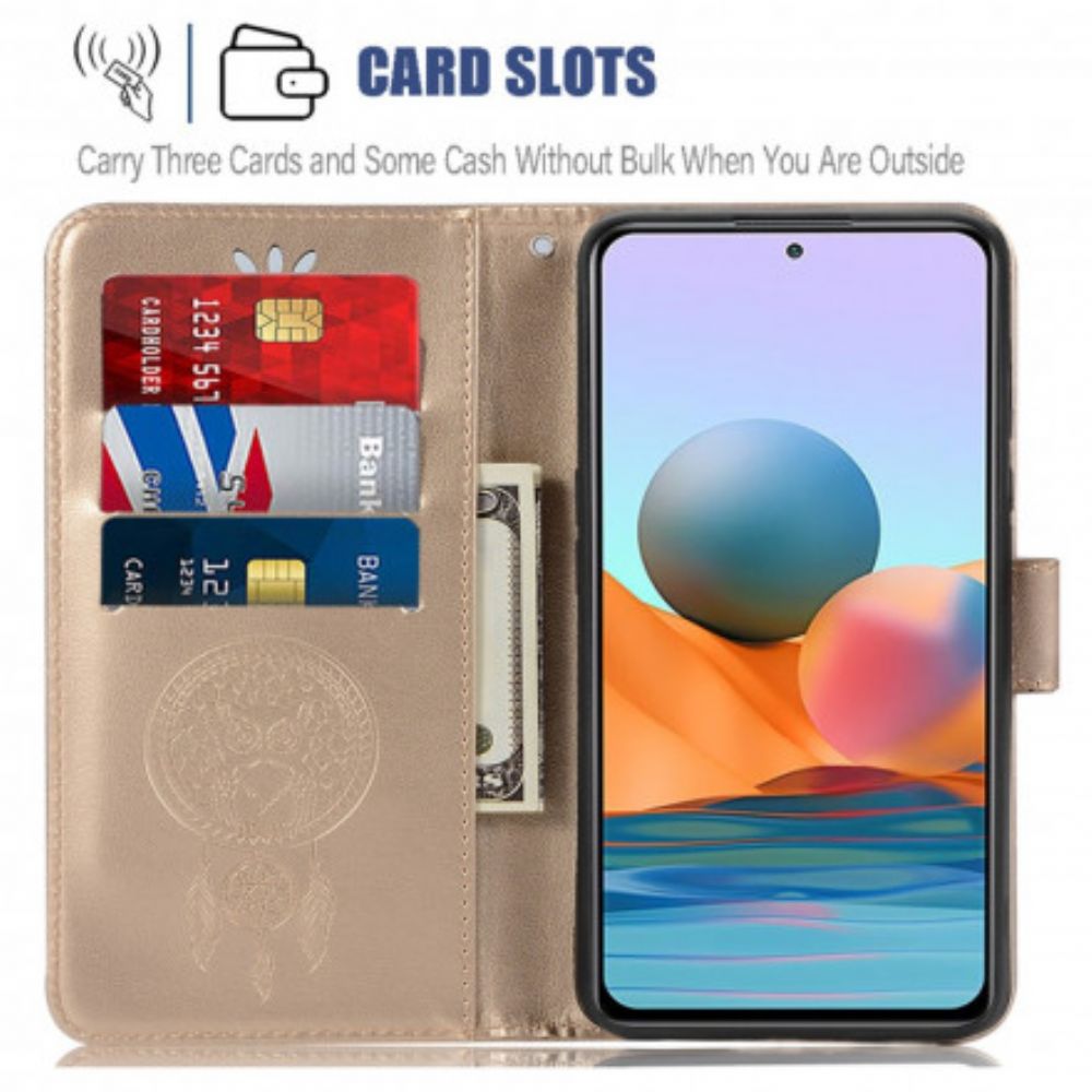 Flip Case Für Xiaomi Redmi Note 10 Pro Traumfänger-eule In Lederoptik