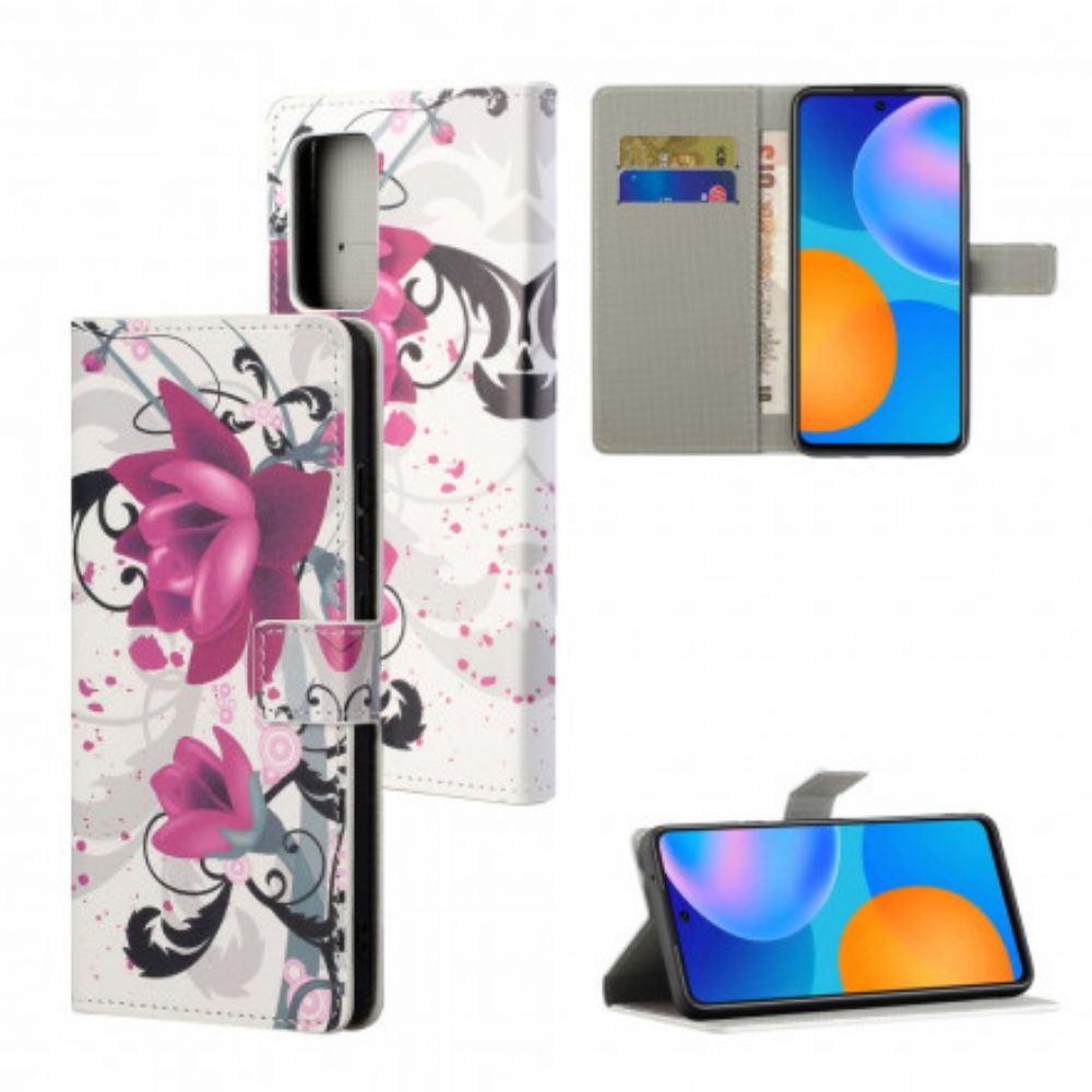 Flip Case Für Xiaomi Redmi Note 10 Pro Tropische Blumen