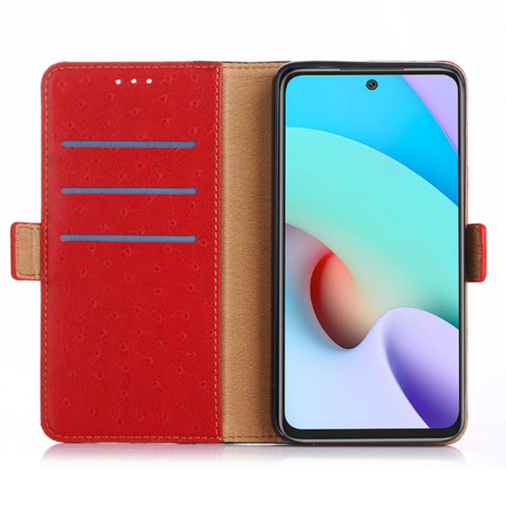 Flip Case Für Xiaomi Redmi Note 10 Pro Zweifarbige Straußenhautstruktur