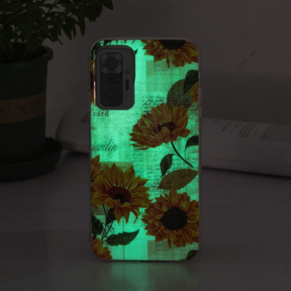 Handyhülle Für Xiaomi Redmi Note 10 Pro Fluoreszierende Blumenserie