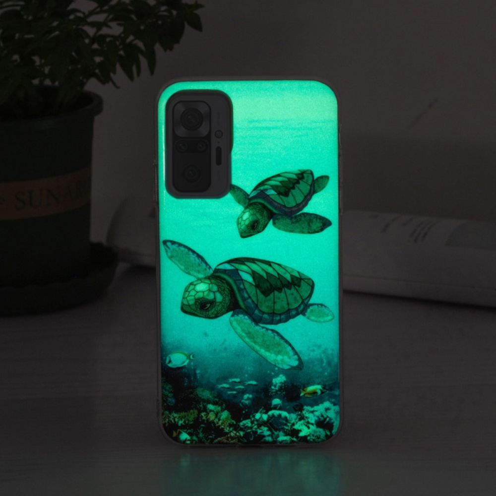 Handyhülle Für Xiaomi Redmi Note 10 Pro Fluoreszierende Schildkröten