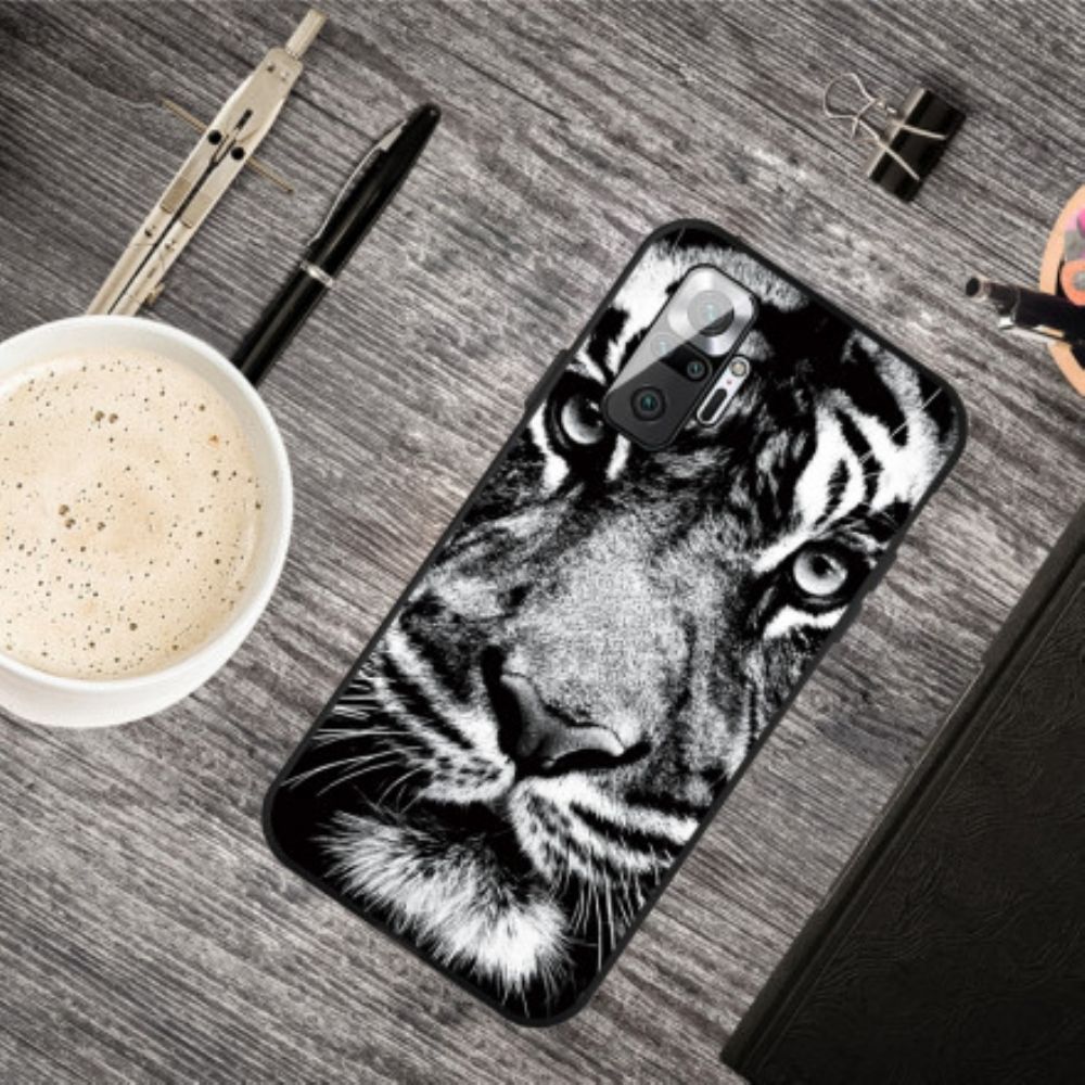 Handyhülle Für Xiaomi Redmi Note 10 Pro Schwarzer Und Weißer Tiger