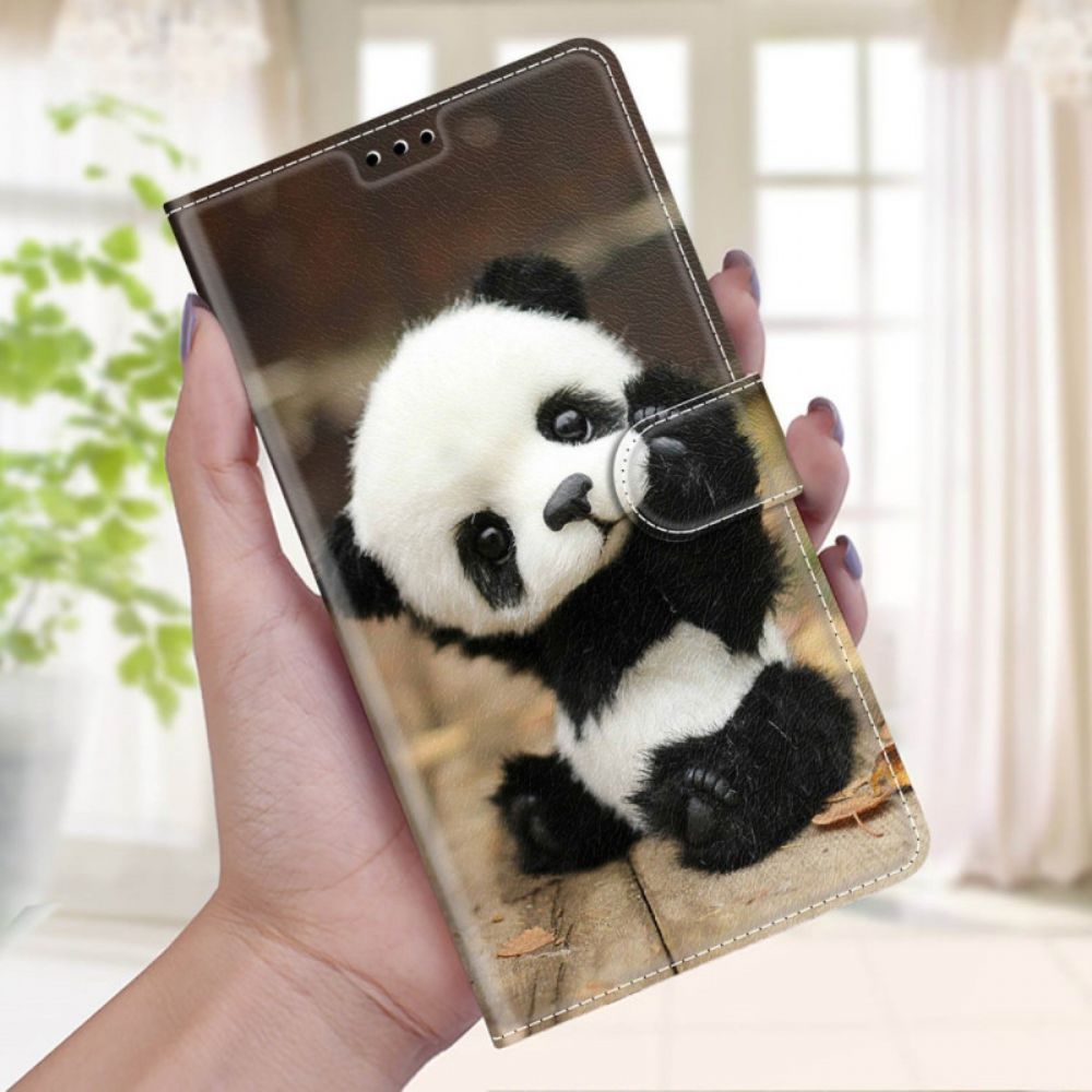 Lederhüllen Für Xiaomi Redmi Note 10 Pro Mit Kordel Kleiner Panda Mit Riemen