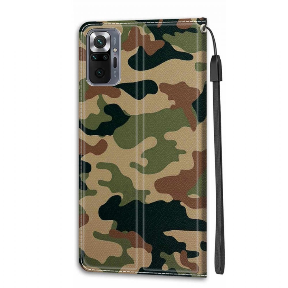 Lederhüllen Für Xiaomi Redmi Note 10 Pro Mit Kordel Militärtarnung Mit Riemen