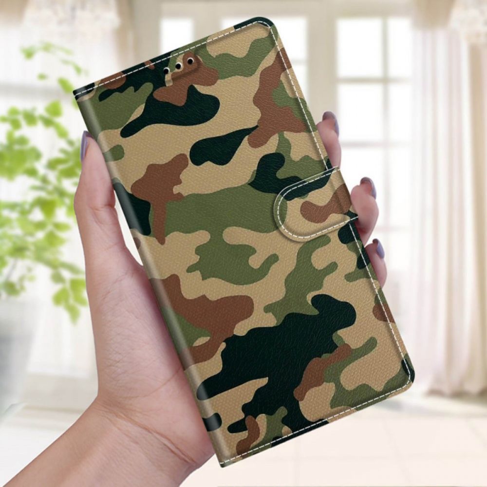 Lederhüllen Für Xiaomi Redmi Note 10 Pro Mit Kordel Militärtarnung Mit Riemen