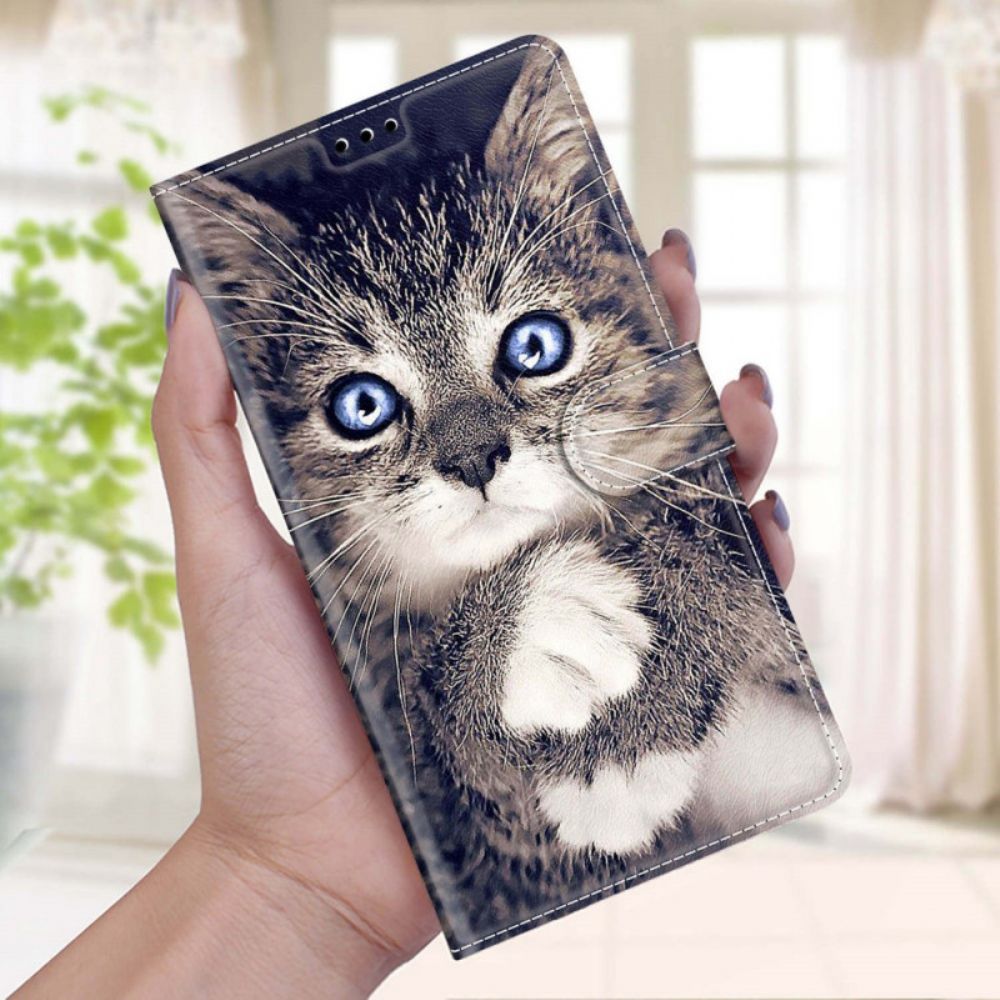 Lederhüllen Für Xiaomi Redmi Note 10 Pro Mit Kordel Zu Süße Katze Mit Riemen