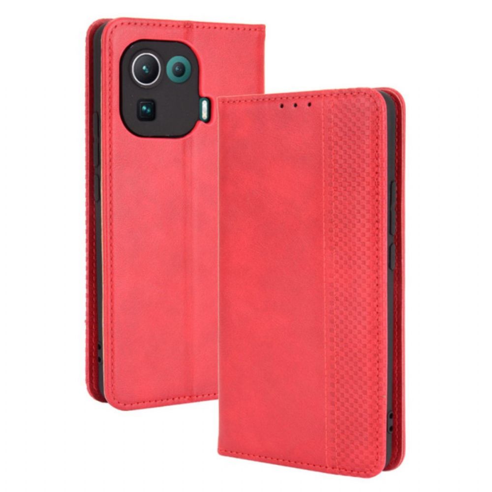 Schutzhülle Für Xiaomi Mi 11 Pro Flip Case Stilisierter Vintage-ledereffekt