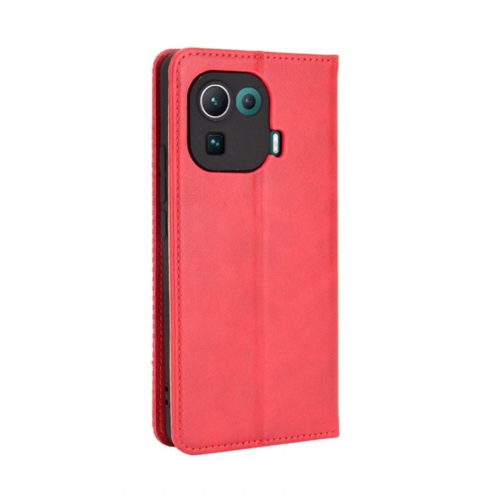 Schutzhülle Für Xiaomi Mi 11 Pro Flip Case Stilisierter Vintage-ledereffekt