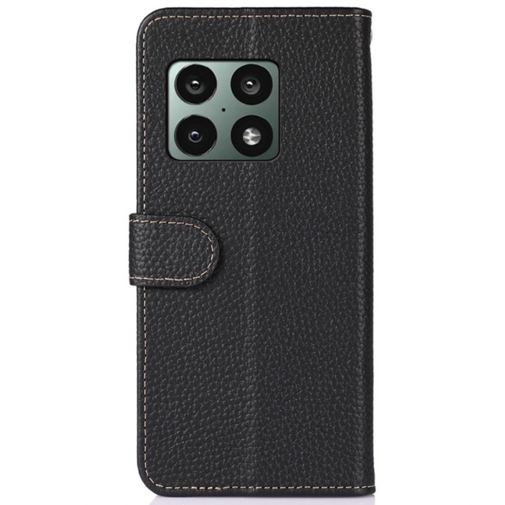 Flip Case Für OnePlus 10 Pro 5G Echtes Khazneh Litschi-leder