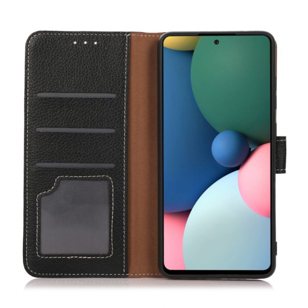 Flip Case Für OnePlus 10 Pro 5G Litchi Freiliegende Nähte