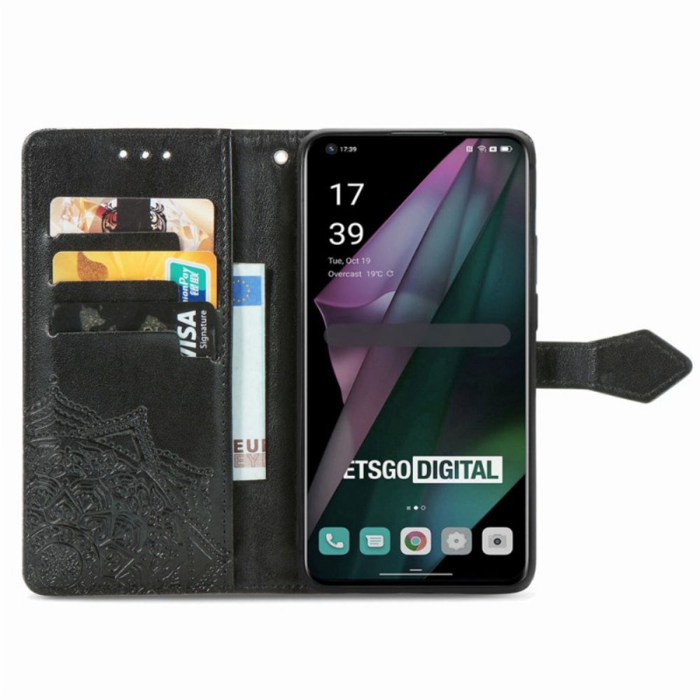 Flip Case Für OnePlus 10 Pro 5G Mit Kordel Tribal Riemchen-mandala