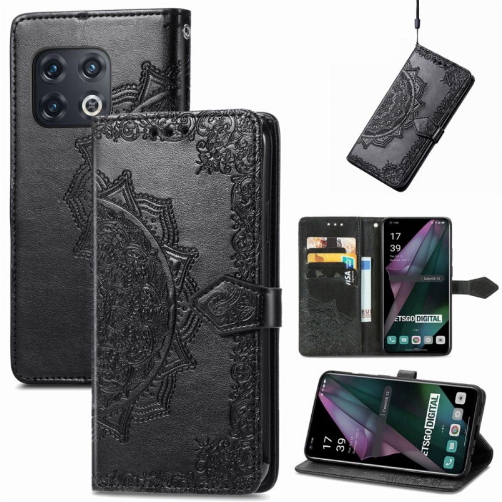 Flip Case Für OnePlus 10 Pro 5G Mit Kordel Tribal Riemchen-mandala